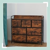 thumbnail of Relaxdays Kommode, HBT: 85x100x30,5 cm, 7 Stoffschubladen, Flur, Schlafzimmer, Industrial Schubladenregal, braun/schwarz