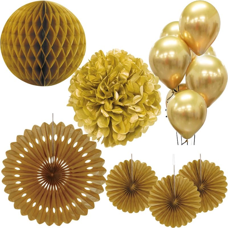 Partydeko gold Geburtstag Deko Set Partyset goldene Party Artikel Dekoration Hochzeit