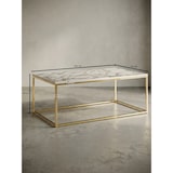 thumbnail of Couchtisch 100x60x40 cm mit Marmor Optik Weiß / Gold, Wohnzimmertisch mit Metall-Gestell, Sofatisch Eckig Tisch Wohnzimmer,