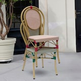 thumbnail of METRO PROFESSIONAL Silla apilable, aluminio/tejido sintético, con aspecto de bambú, rojo/beige