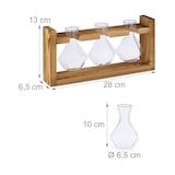 thumbnail of Relaxdays Reagenzglas Vase, geometrische Glasvasen Ständer, Blumen & Pflanzen, HxBxT: 13x28x6,5 cm, transparent/natur