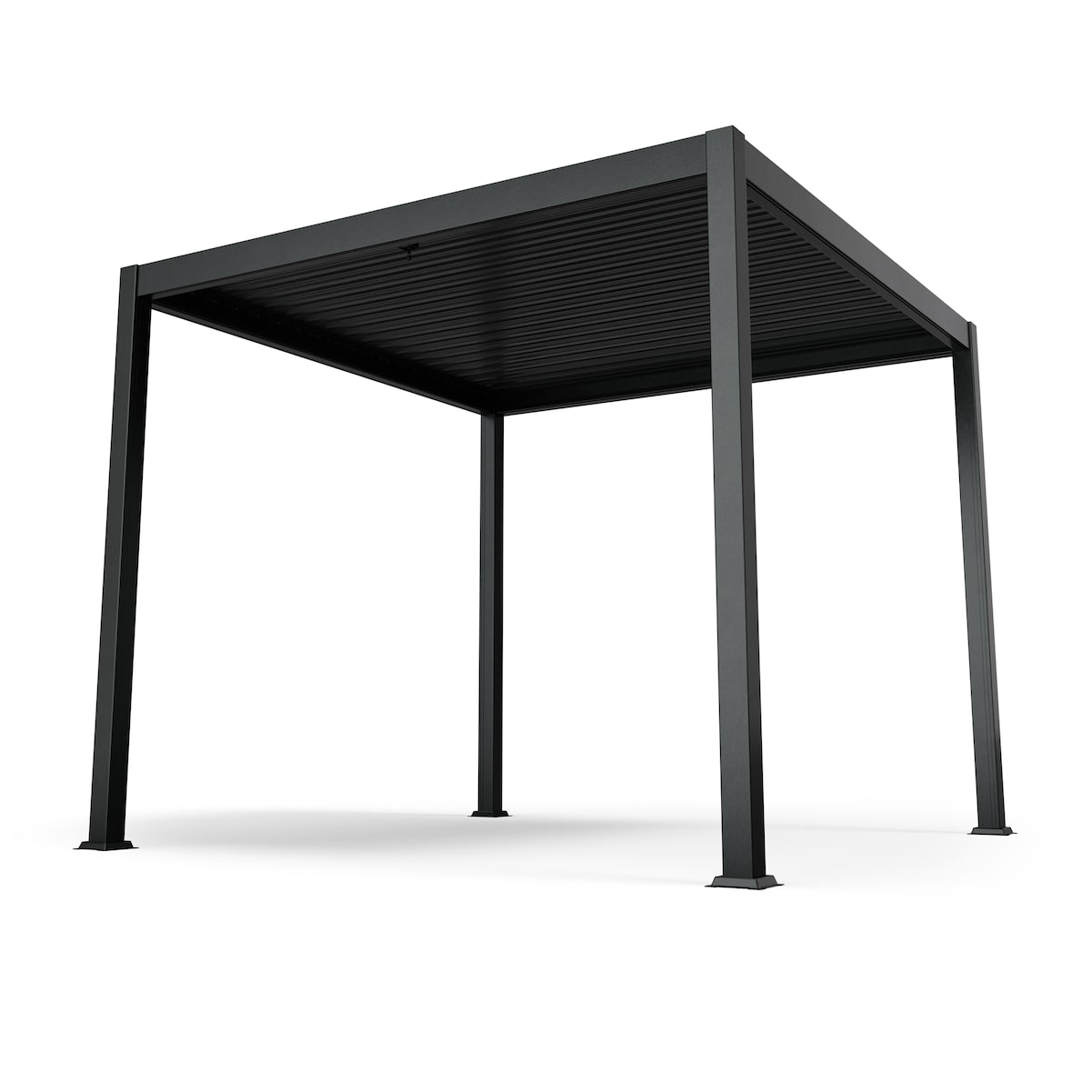 LuminaHaven Pavillon 3x3 m verzinktes Lamellen-Stahldach schützt vor Sonne, Regen und Wind Schwarz
