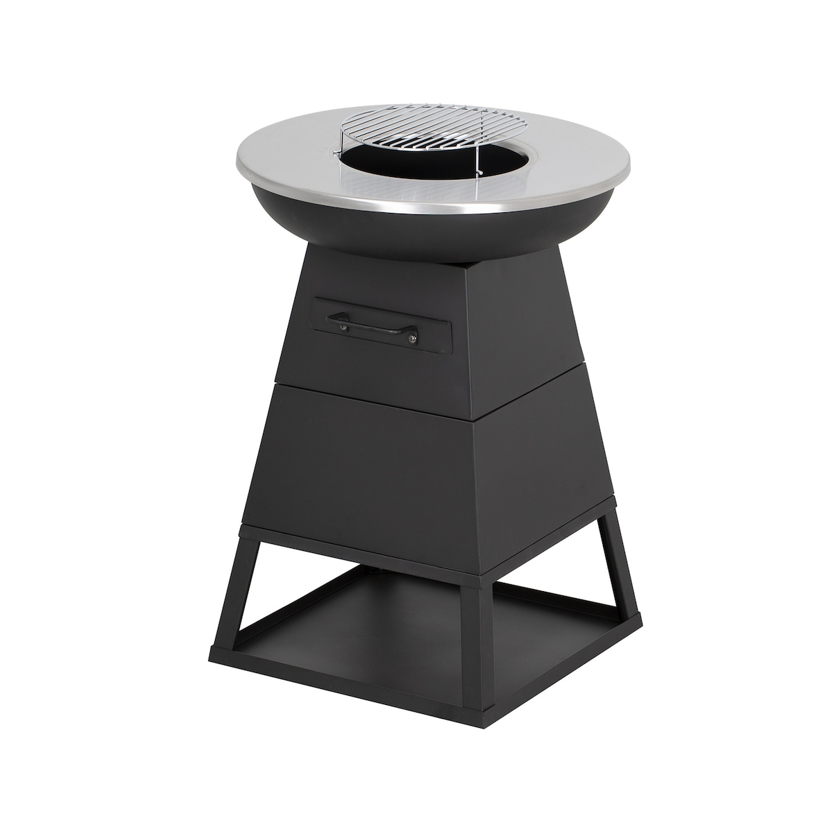 Bali OUTDOORS 3-in-1 Grillring BBQ en Plancha Grill en Vuurkorf– Staand Vuurschaal BBQ met Brandhout Opslagplaats - RVS ronde Teppanyaki Bakplaat