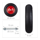 thumbnail of Relaxdays Schubkarrenreifen 4.80 4.00-8, Ersatzrad luftbereift inkl Achse, Luftreifen 120 kg Tragkraft, schwarz-rot
