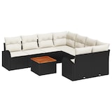thumbnail of vidaXL 9-teiliges Garten Sofa Set mit Kissen Schwarz Poly Rattan Akazie