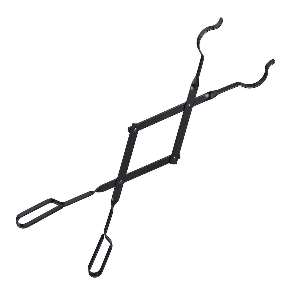 Relaxdays Kaminzange, 66,5 cm lang, Feuerzange für Holz & Briketts, Brennholz-Greifzange Ofen & Kamin, Stahl, schwarz