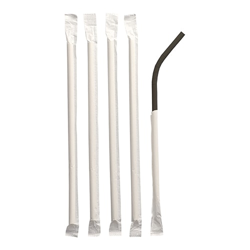 10 lots de 100 Pailles en papier souples Ø 6 mm · 20 cm noir emballage individuel