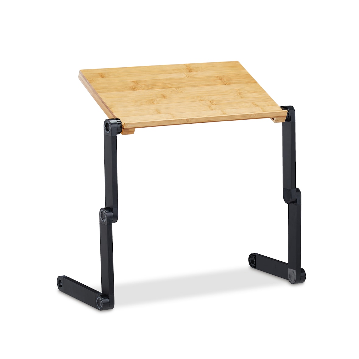 Relaxdays Laptop Ständer Bambus Aluminium, 15 Zoll Laptoptisch, Betttisch höhenverstellbar, HBT 47,5 x 60 x 26 cm, natur