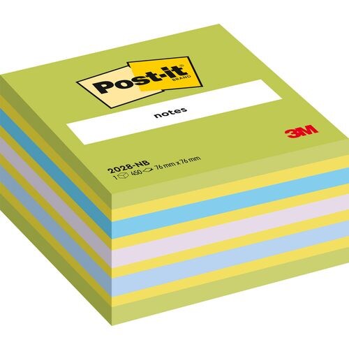Bloc de Notes Post-it®, bleu et vert, 76x76 mm, 450 feuilles/bloc (2028-NB)