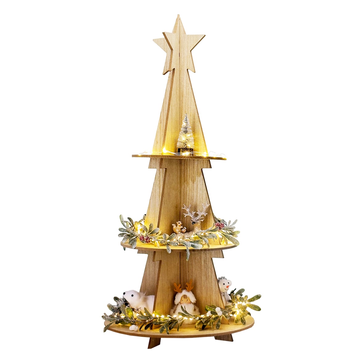 Weihnachts- Holz Etagere 3 Etagen Servierständer Weihnachtsdeko H60cm