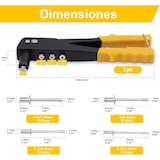 thumbnail of Pistola de rebites rebitador Brocas de 4 tamanhos 2,4 mm 3,3 mm 4,0 mm 4,8 mm para uso industrial e doméstico, rebites incluídos