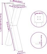thumbnail of vidaXL Esstischbeine X-Form 2 Stk. Naturstahl 60x(72-73) cm Stahl