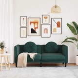 thumbnail of vidaXL Sofa mit Kissen 2-Sitzer Dunkelgrün Samt
