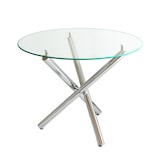 thumbnail of Merax Esstisch rund Ø80 cm, Glastisch modern mit X-Gestell, Küchentisch klein platzsparend, 2–4 Personen, Metall silber