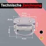 thumbnail of PRIOstahl Kistengriff Griff 1 Stück Verzinkt 100 x 70mm + Befestigungsschrauben aus Stahl für Truhen