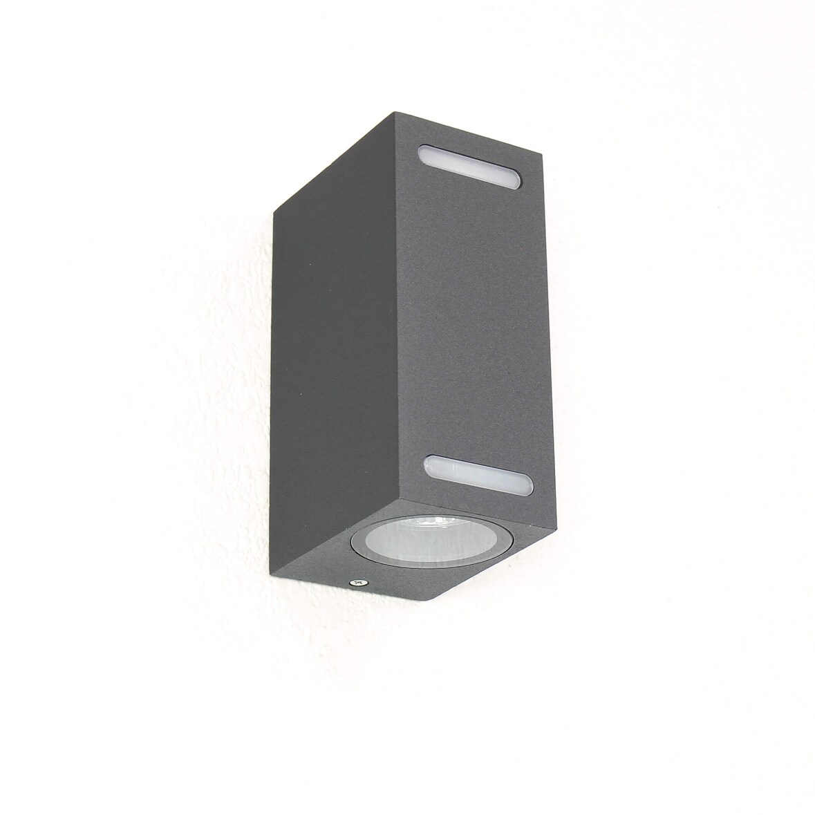 Licht-Erlebnisse Wandlampe AALBORG Up Down Grau Aluminium IP44 GU10 Moderner Wandstrahler Außen Haus Hof Garten, CX382-25-17 AN