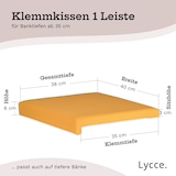 thumbnail of Lycce Bankauflage SENF Klemmkissen Sitzkissen 1 Leiste 35cm Klemmtiefe Kunstleder, Breite 40cm x Klemmteife 35cm / Sitztiefe 38cm x Höhe 6cm