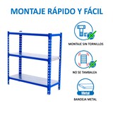 thumbnail of SimonRack Metallregal, 1000x1100x300 mm, 3 Ebenen, Metallboden, 200 kg Biegepunkt, Blau/Verzinkt - Simonclick