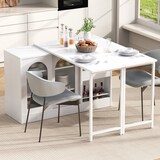 thumbnail of Bartisch ausziehbar Weiß 122x40x77 cm mit 360 Grad Drehplatte Stauraum Glasschiebetüren höhenverstellbaren Einlegeböden Kücheninsel