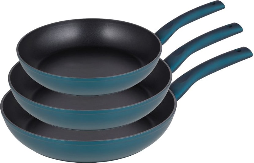 Michelino Pfannen-Set 3-tlg. Modern 20-28Ø Induktions-Bratpfannen abgerundeten Kanten, Petrol