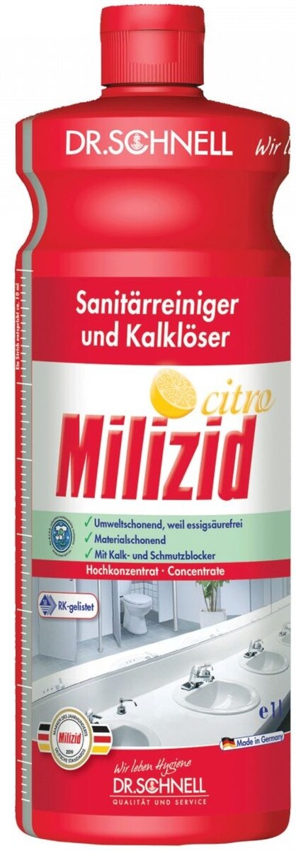 dr. Schnell Sanitärreiniger / Kalklöser Milizid Citro 1l Packung mit 12 Stück