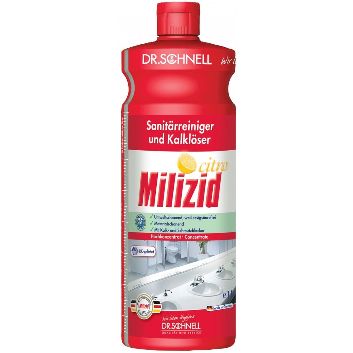Sanitärreiniger / Kalklöser Milizid Citro 1l Packung mit 12 Stück