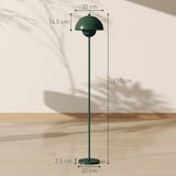 thumbnail of Stehlampe für Wohnzimmer mit rundem Schirm 30x30x155 cm Grün, reflektierendes Licht, Fußschalter, E27 Fassung, Stahlgestell, modern