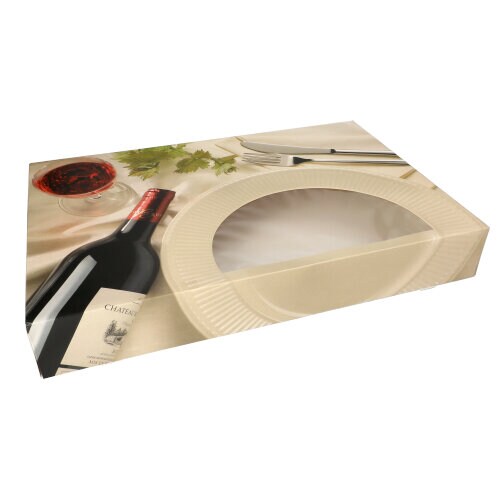 PAPSTAR, Catering dozen 8 cm x 55 cm x 37,5 cm "Bourgogne" wijnfles met venster 2-delig