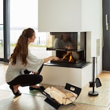 thumbnail of Relaxdays Kaminholzkorb Metall, modern, Kaminholz Aufbewahrung innen, HBT: 18,5 x 40,5 x 33 cm, groß, Holzlege, schwarz