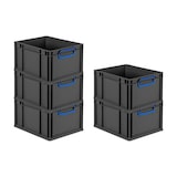 thumbnail of PROREGAL SparSet 10x Eurobox NextGen Color, HxBxT 22x30x40cm, 20 Liter, Griffe blau zu, Schwarz, Eurobehälter, Transportbehälter