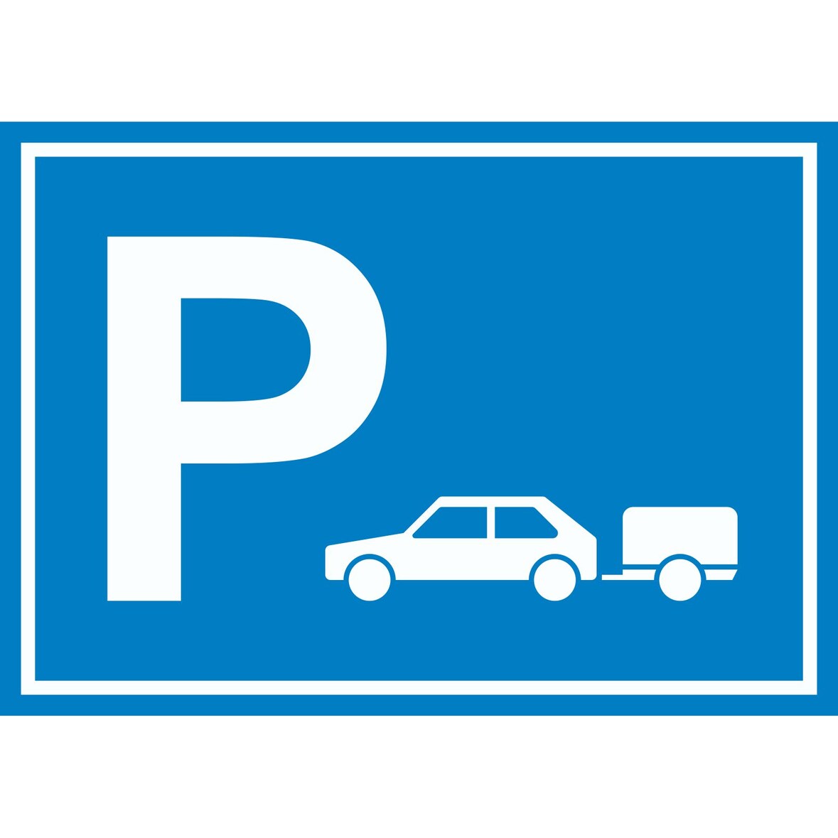 PKW mit Anhänger Parkplatz Schild waagerecht A5 (148x210mm)