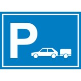 thumbnail of PKW mit Anhänger Parkplatz Schild waagerecht A5 (148x210mm)