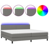 thumbnail of Décoshop26 - Cadre de lit LED avec sommier tête de lit matelas 200x200 cm tissu gris foncé TDL0208312