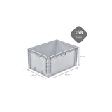 thumbnail of PROREGAL 4x Euro-Norm Großbehälter | HxBxT 42x60x80cm | 168 Liter | Verstärkter Boden | Grau  | Eurobehälter