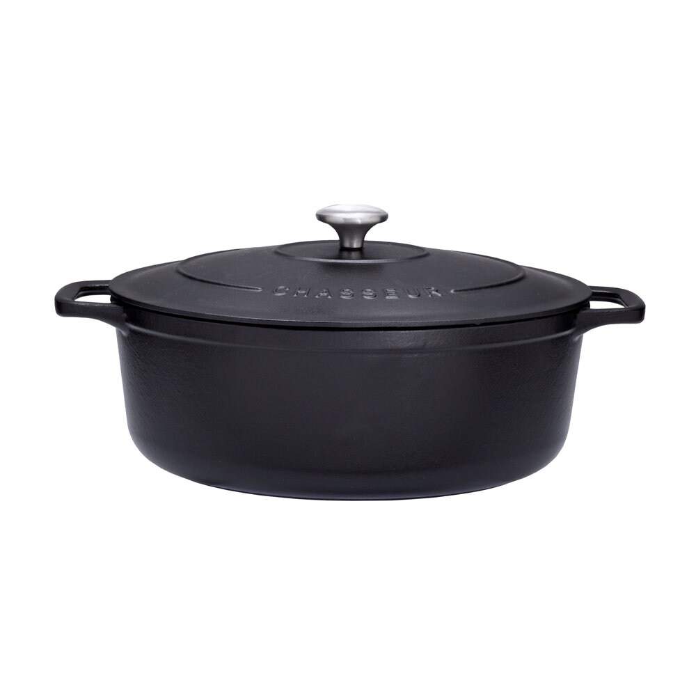 Cocotte ovale 33 cm chasseur noir interieur noir 700.00 cl Ovale Fonte émaillée Chasseur 41.00x26.00 cm