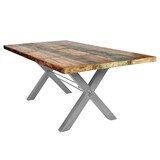 thumbnail of SIT Möbel Esstisch | 220 x 100 cm | Platte 40 mm Altholz bunt lackiert | X-Gestell silbern | B 220 x T 100 x H 76,5 cm | 15104-40 | Serie TABLES & CO