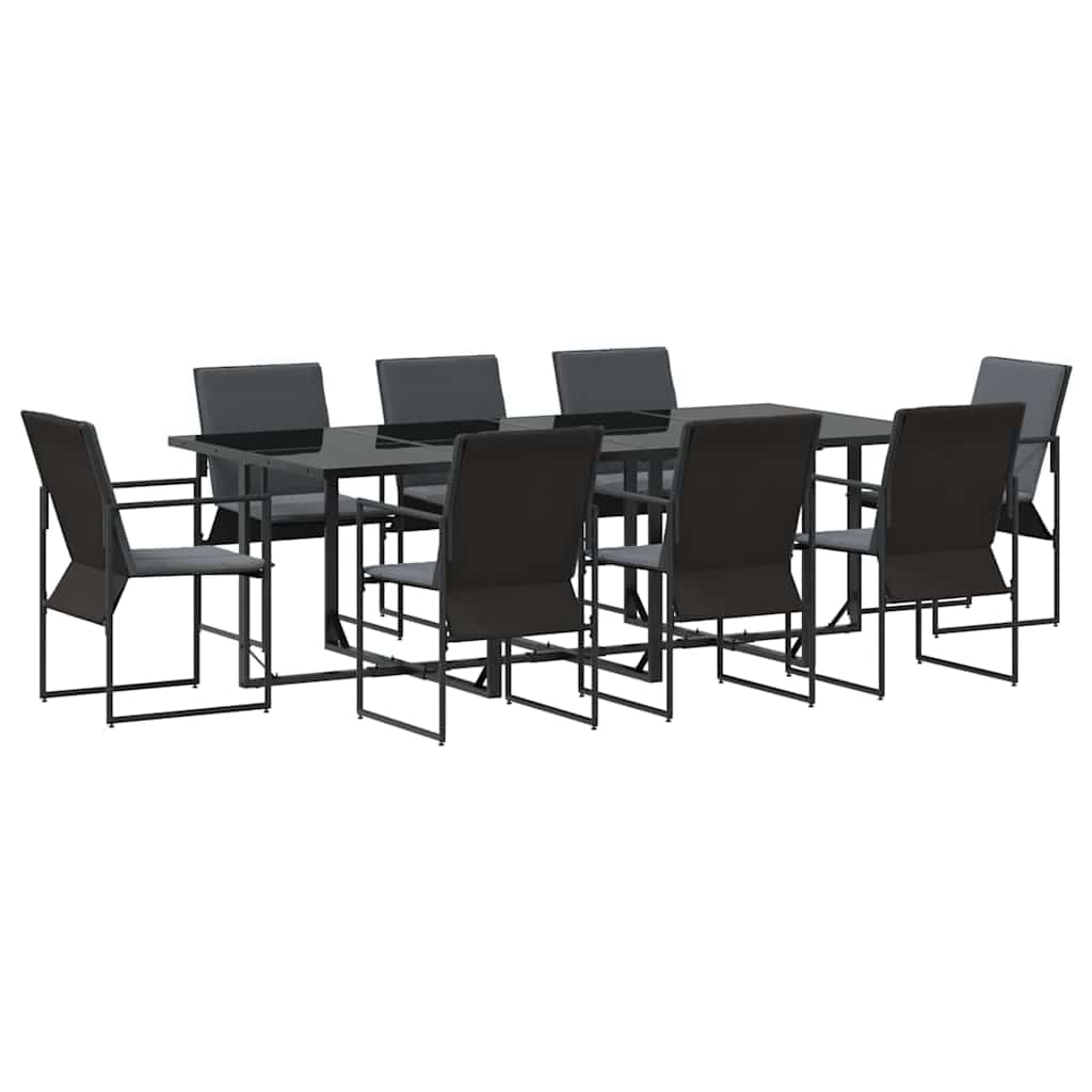 vidaXL Garten Essgruppe 9 pcs Schwarz Stahl