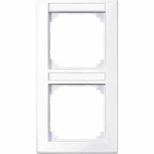 M-SMART Rahmen, 2f, aktivweiß, glänzend, vertikal, Textfeld/Beschriftungsfläche, Kunststoff, geeignet für Geräteeinbaukanal