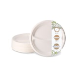 thumbnail of BIOZOYG 250 Stück Teller 22 cm, 2 Kammern Einwegteller, Zuckerrohr-Teller rechteckig für Menüs, umweltfreundlich, biologisch abbaubares Geschirr