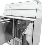 thumbnail of Romux® Saladette und Pizzatisch 3 Türen 135x70 cm für 12 GN-Behälter mit Arbeitsplatte und Glaskuppel | Kühltisch von Pizzen und Salaten
