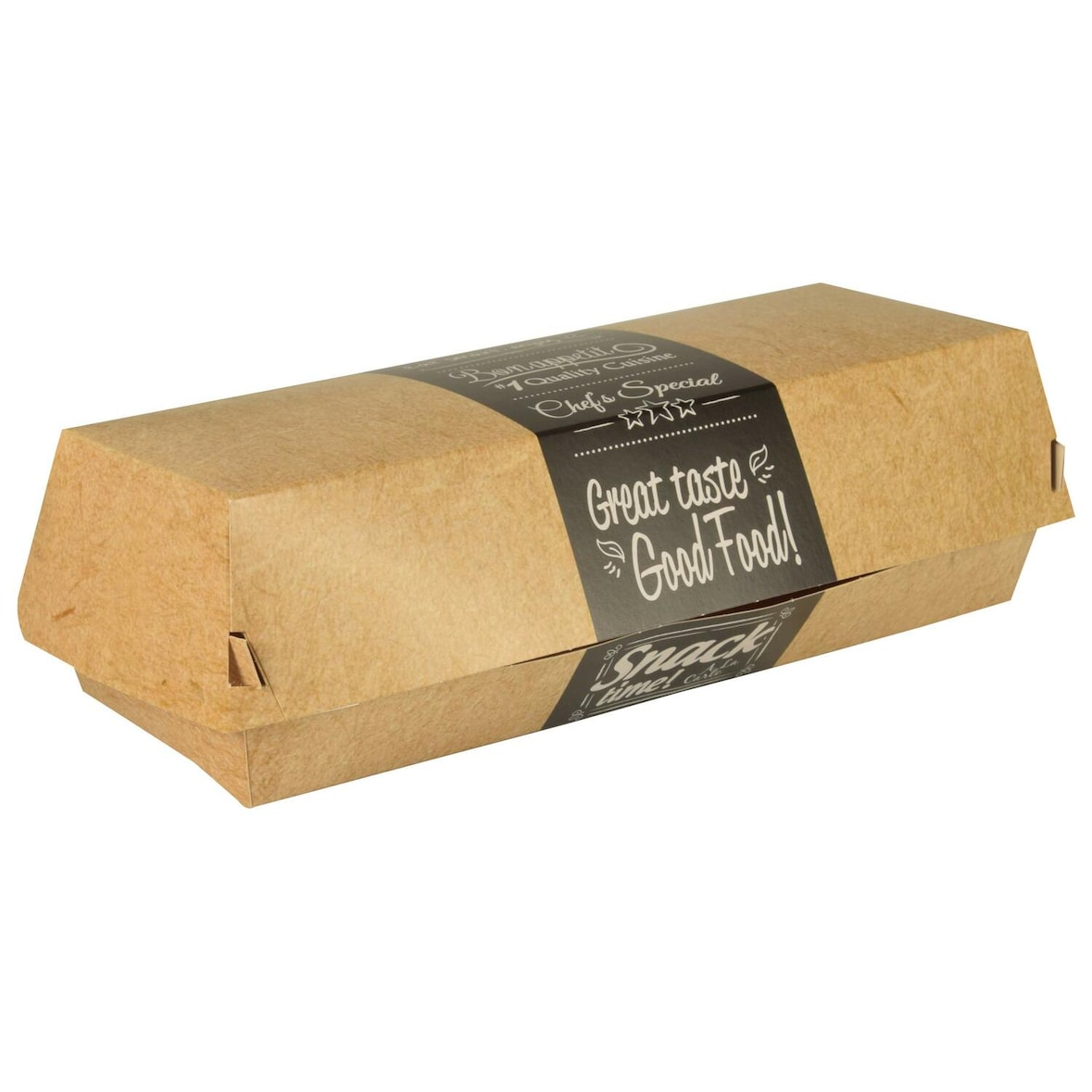 50x Baguetteboxen Sandwichboxen aus Pappe pure 22 x 8,5 cm 'Good Food'