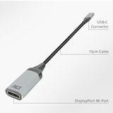 thumbnail of ACT AC7030 USB-C naar DisplayPort (f) Adapter 4K @ 60Hz - 15 cm
