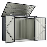 thumbnail of COSTWAY Contenedor para 2 cubos de basura con ruedas, metal galvanizado, cubo de basura con 2 puertas y tapa abatible