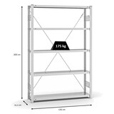 thumbnail of PROREGAL Fachbodenregal Stecksystem | Grundregal | HxBxT 200x130x30cm | 5 Ebenen | Fachlast 175 kg | Einseitig nutzbar | Lichtgrau