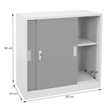 thumbnail of Archivador Boston HWC-F41, armario de acero para oficina, con puertas correderas con cerradura 90x90x45cm ~ gris