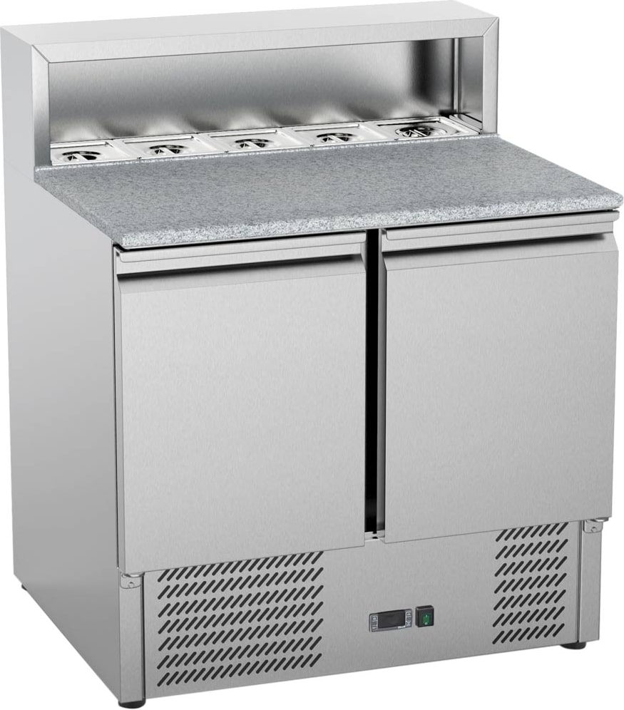 Tavolo per pizza Starline, 2 porte, con piano di raffreddamento 5x GN 1/6, 900 x 700 x 1090
