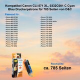 thumbnail of Kompatibel Canon CLI-571 XL, 0332C001 C Cyan Blau Druckerpatrone für 785 Seiten von D&C
