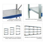 thumbnail of PROREGAL Weitspannregal ELCH Stecksystem T-Profil | Grundregal | HxBxT 200x175x50cm | 4 Ebenen | Stahlplatten-Fachboden | Fachlast 400kg | Enzianblau