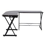 thumbnail of SVITA ECKHART Eckschreibtisch Nussbaum-Optik schwarze Metall-Beine Computertisch Tisch