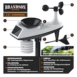 thumbnail of Brandson Funkwetterstation mit 5 in 1 Außensensor - LED Farbdisplay - DCF - Thermometer Hygrometer Barometer - Windgeschwindigkeit - Regenmenge